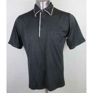 Mens Vintage Sunrise Active Sportswear Polo Shirt Black Size XL Cotton Tennis 70